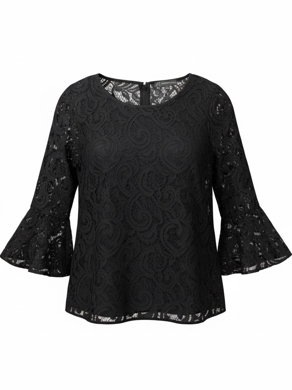 Adrianna Papell Black Lace Bell-Sleeve Blouse Size Small